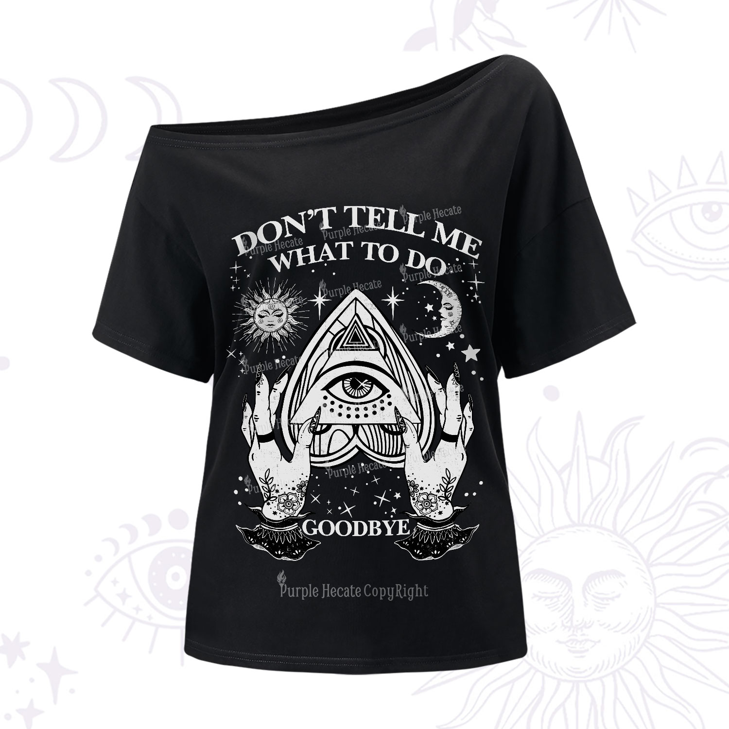 Purplehecate Don't Tell Me What To Do Witch Planchette Eye One-Shoulder T-Shirt