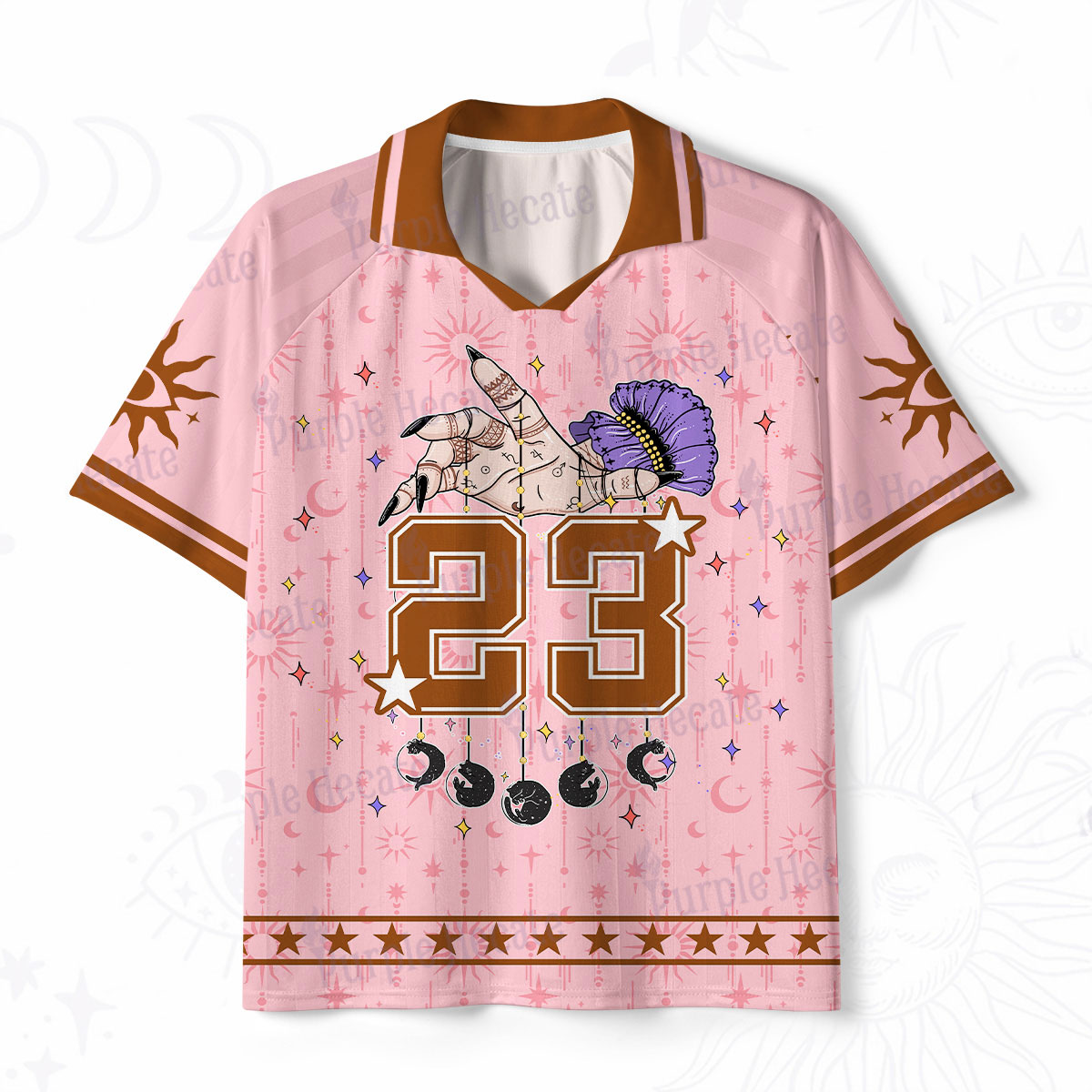 Purplehecate Cats and Moons A Divination Night Polo Collar Unisex Jersey