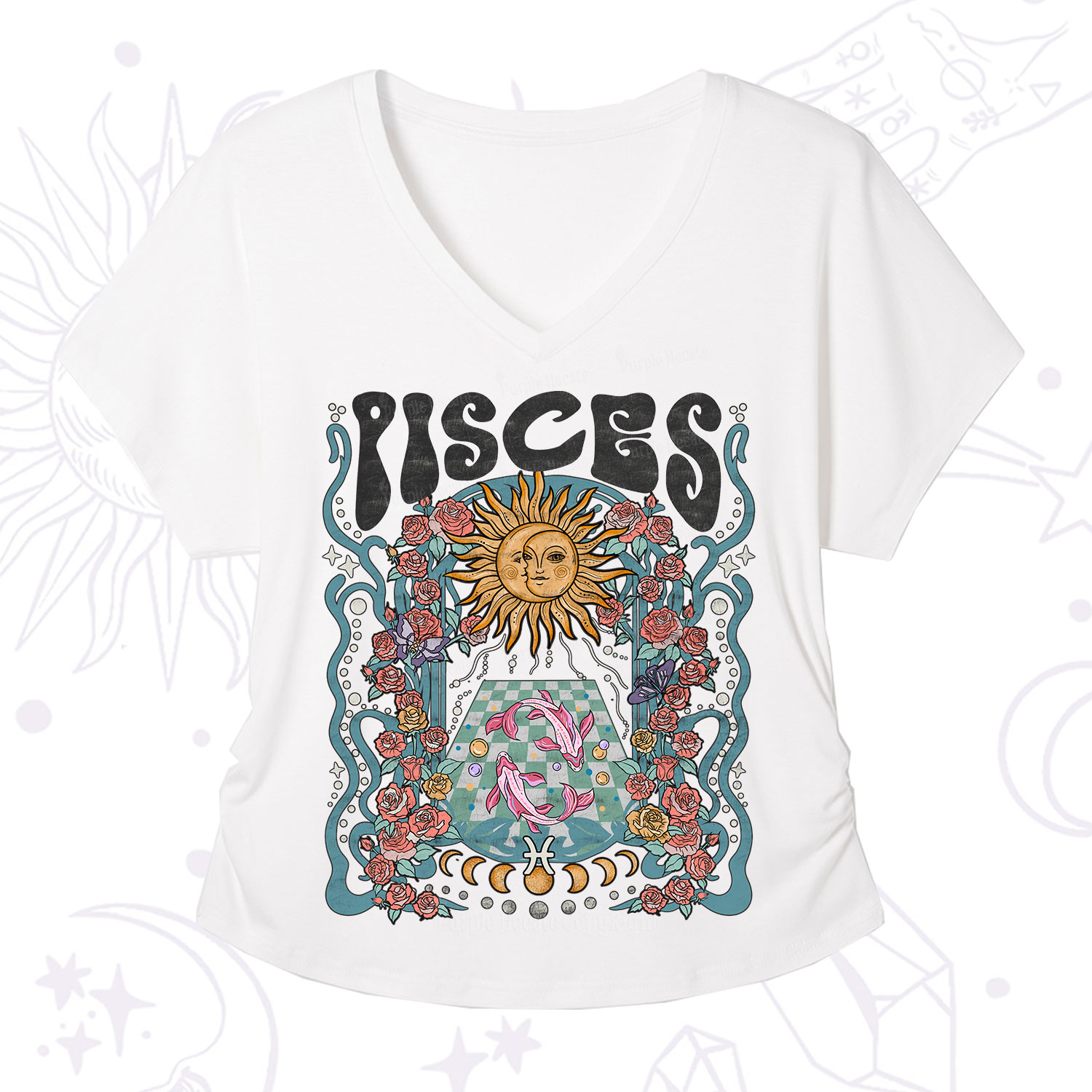 Purplehecate Pisces Spirit Zodiac V-Neck T-Shirt