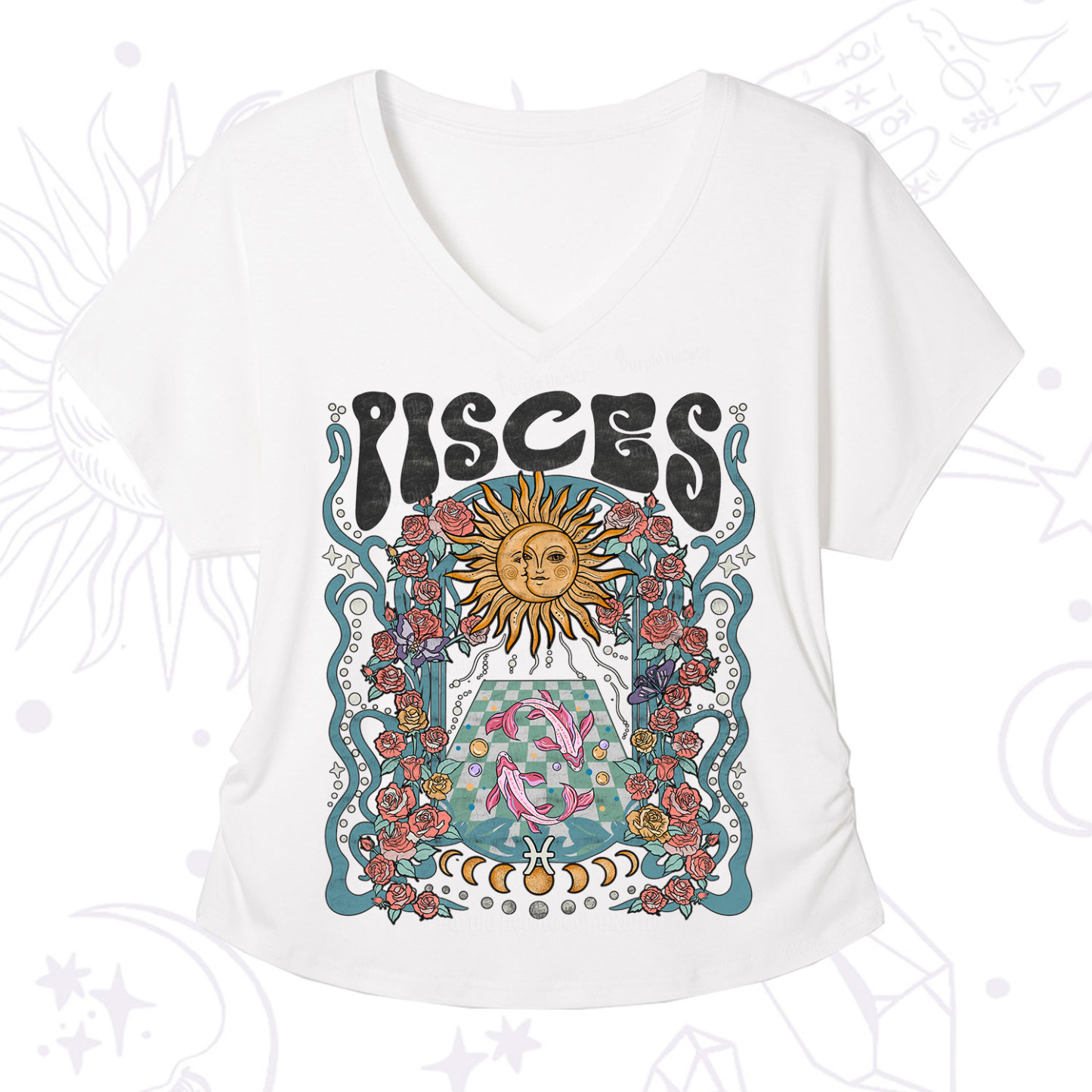 Purplehecate Pisces Spirit Zodiac V-Neck T-Shirt