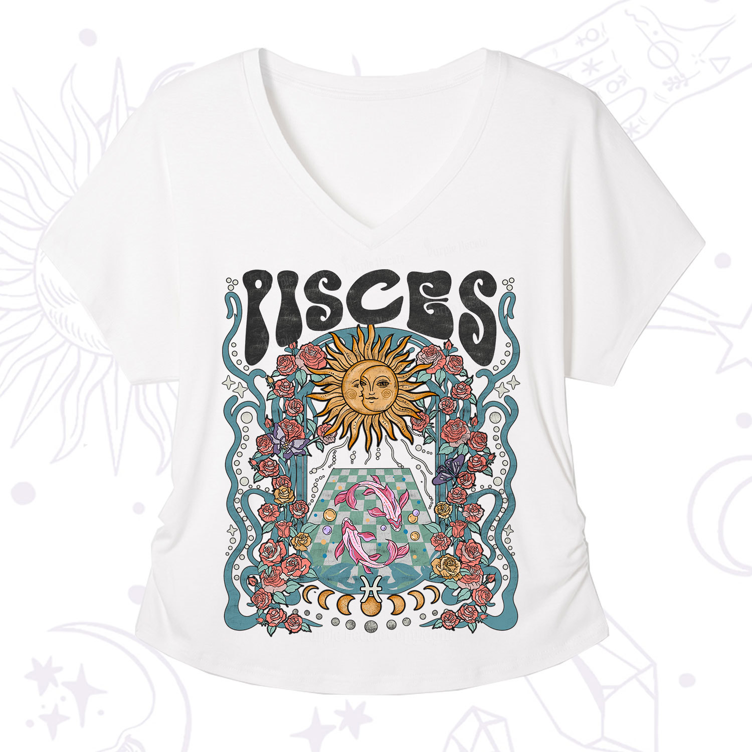 Purplehecate Pisces Spirit Zodiac V-Neck T-Shirt