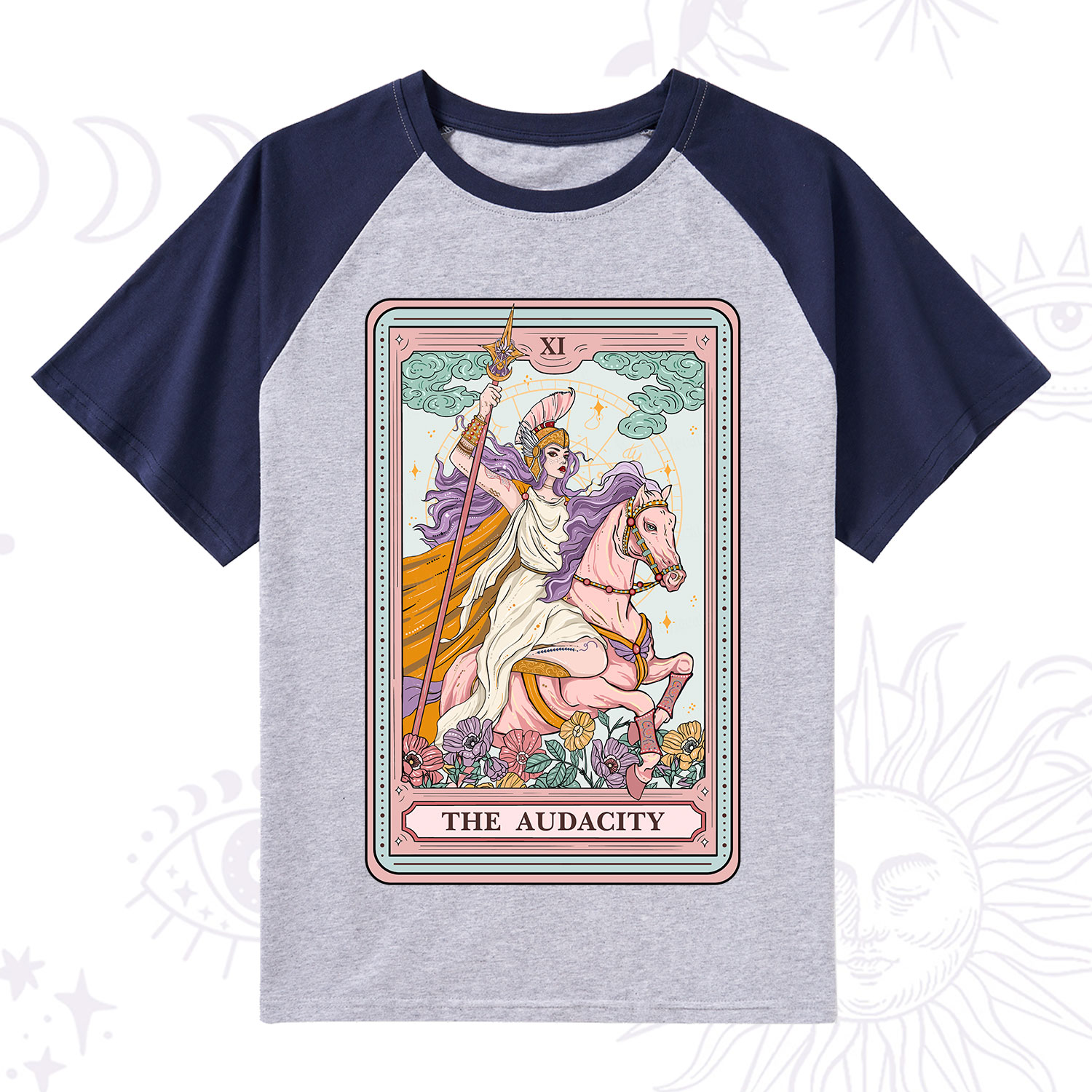 Purplehecate The Audacity Tarot Card Raglan Short Sleeve T‑Shirt