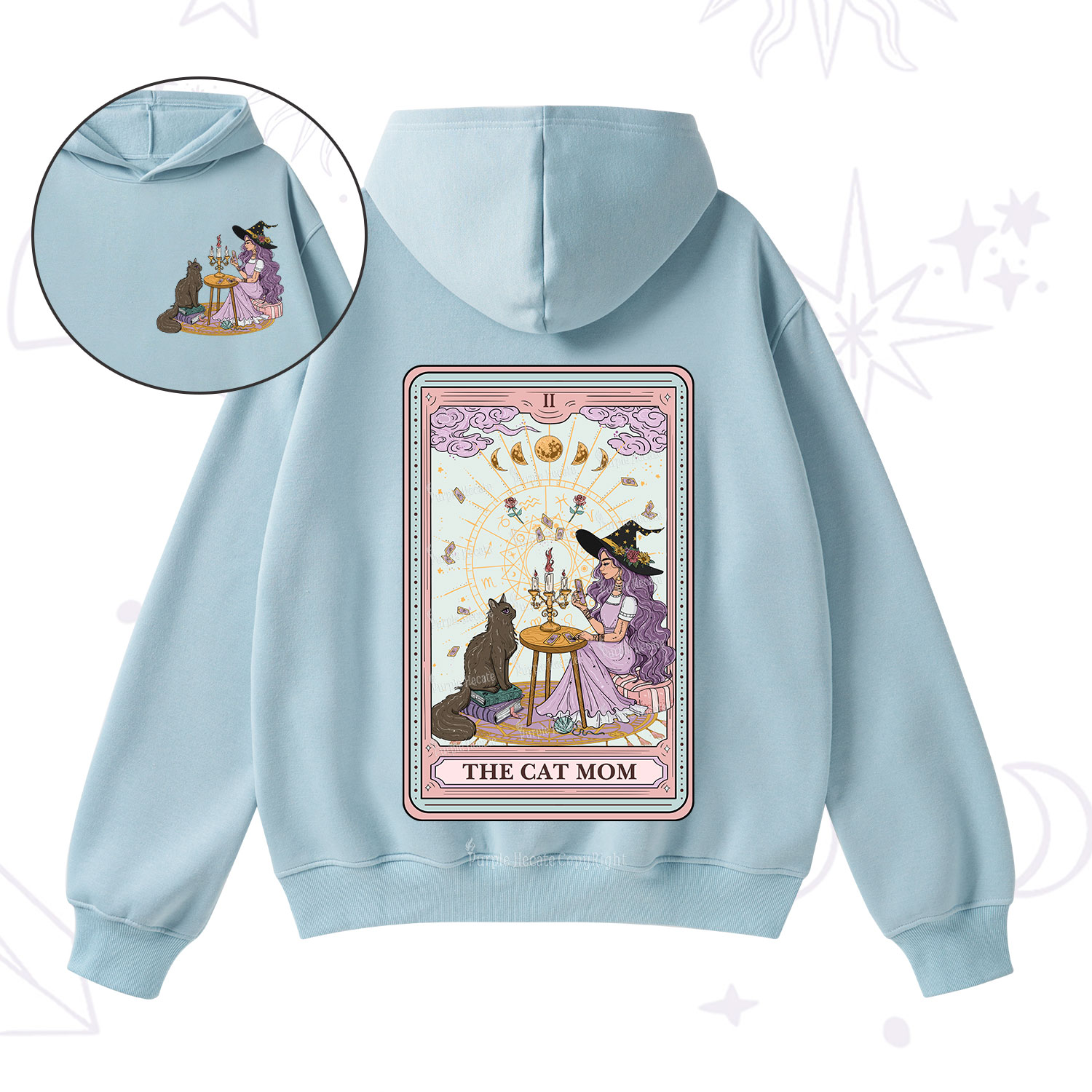 Purplehecate The Cat Witch Mom Tarot Fleece Hoodie Suit