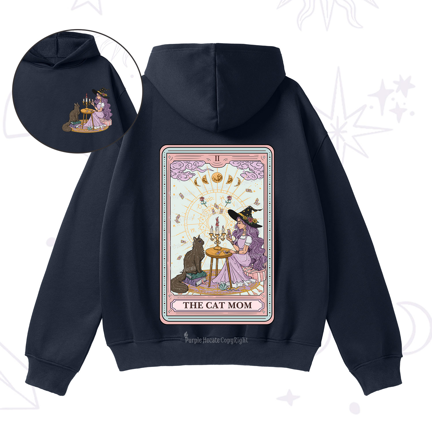 Purplehecate The Cat Witch Mom Tarot Fleece Hoodie Suit