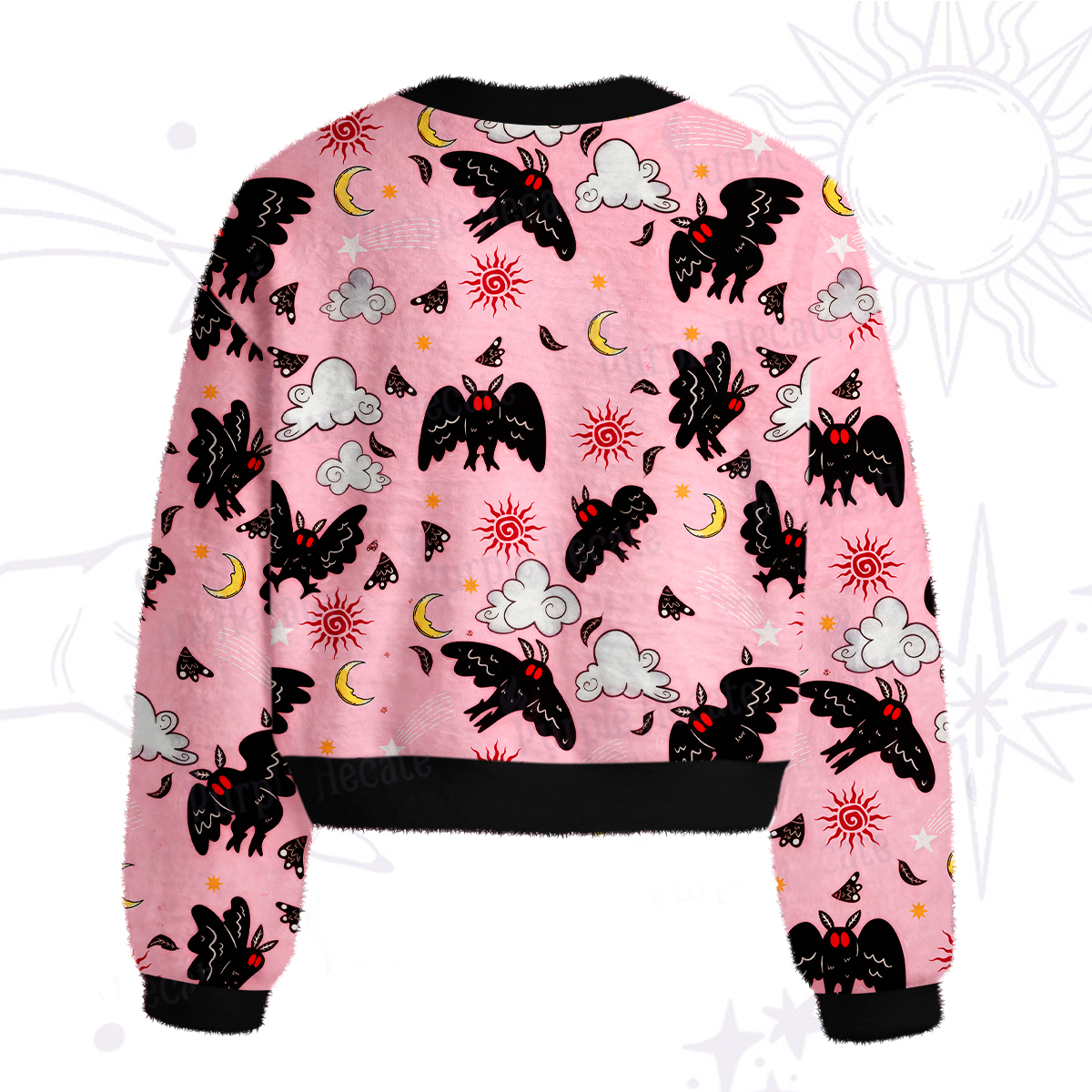 Purplehecate Cryptid Mothman Fuzzy Crewneck Sweater