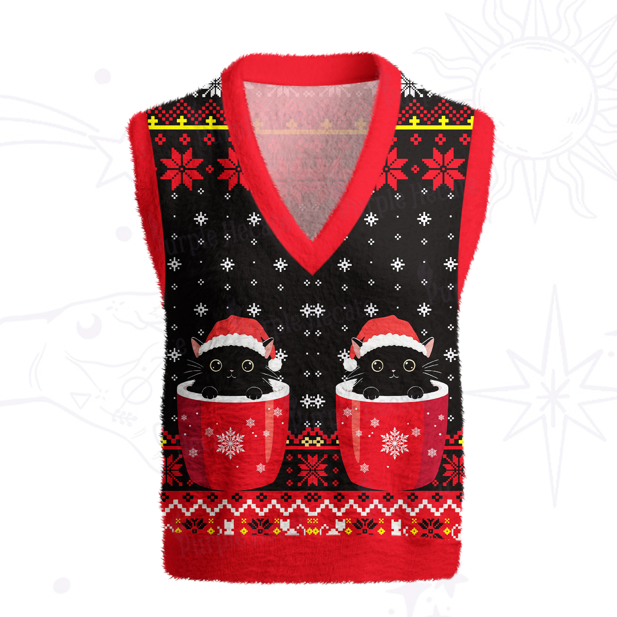 Magic Purplehecate I like Cats And Coffee Ugly Sweater Vest