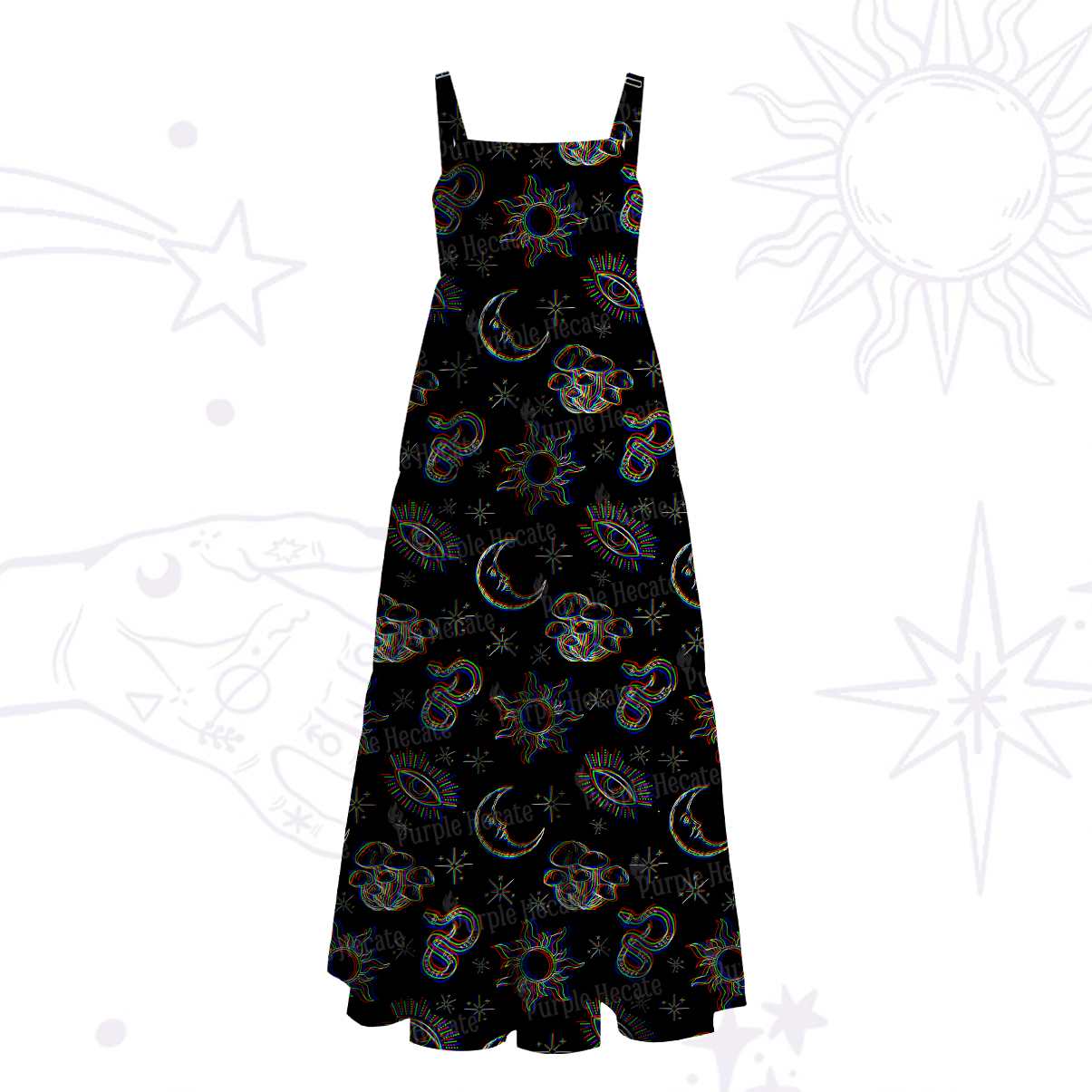 Purplehecate Eye of the Serpent Stars Wide Straps Maxi Dress