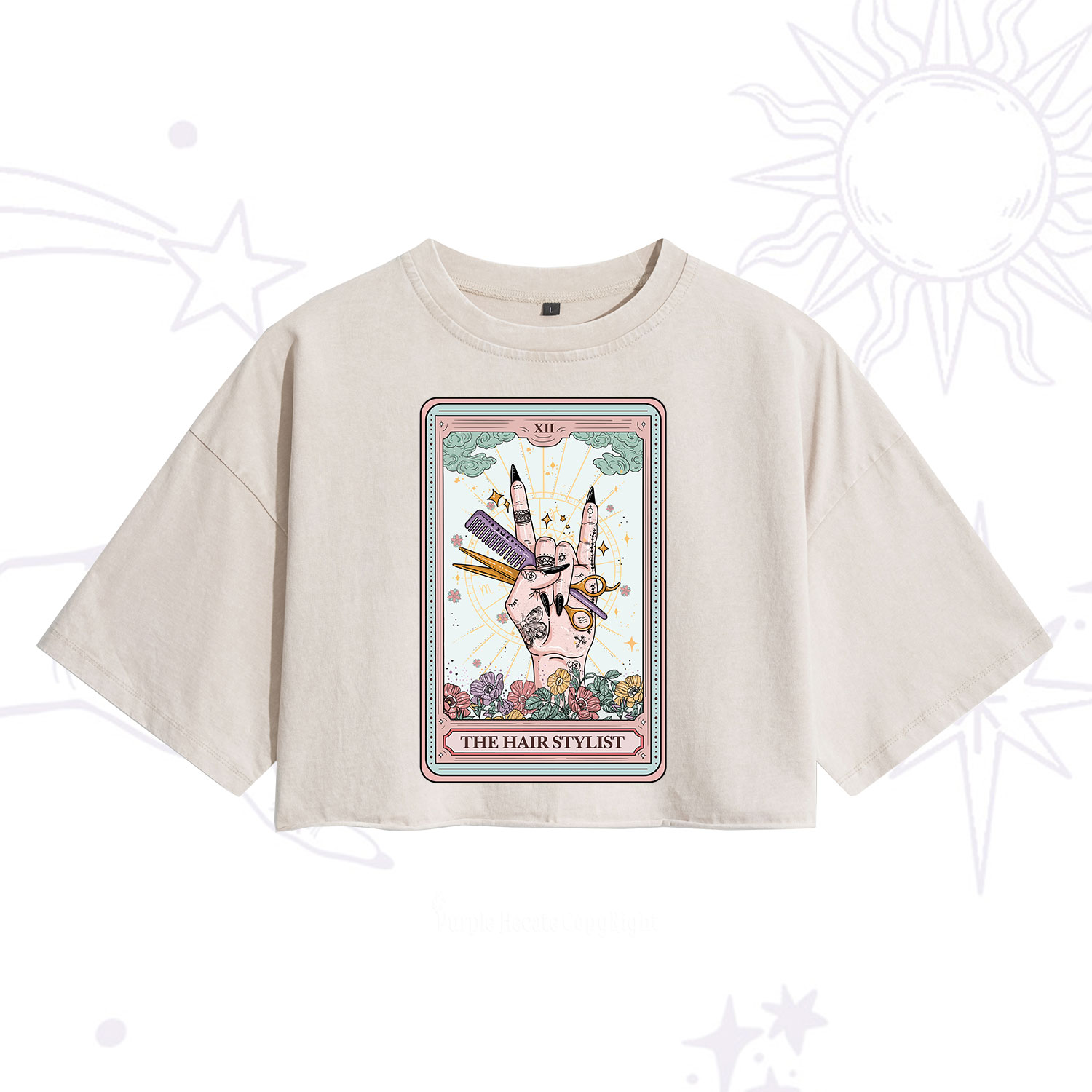 Purplehecate The Hair Stylist Tarot Washed Cropped T-Shirt