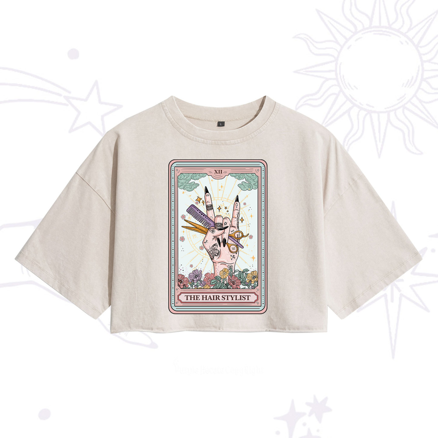 Purplehecate The Hair Stylist Tarot Washed Cropped T-Shirt