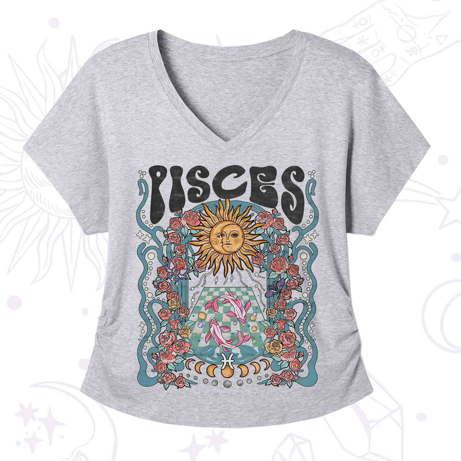 Purplehecate Pisces Spirit Zodiac V-Neck T-Shirt
