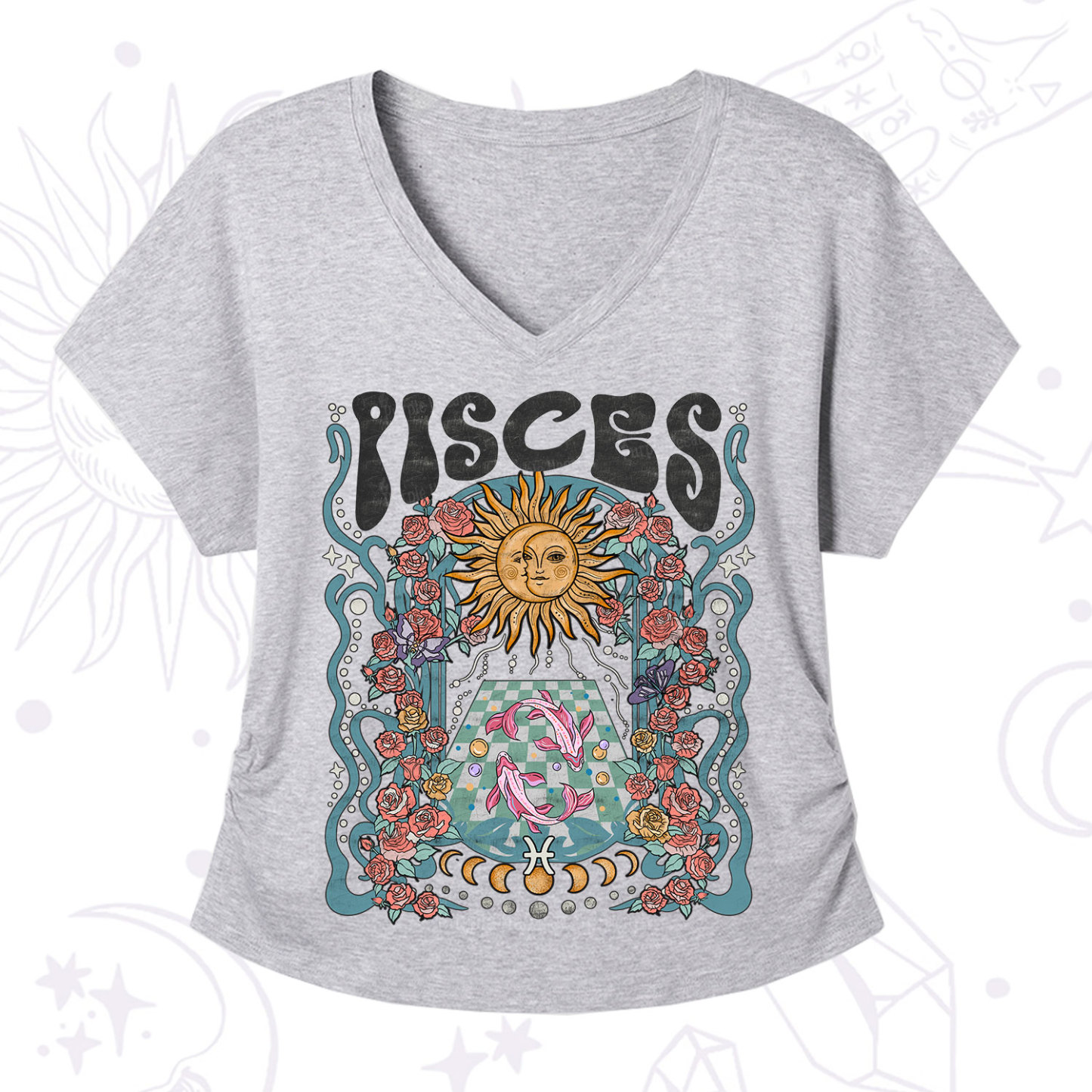 Purplehecate Pisces Spirit Zodiac V-Neck T-Shirt