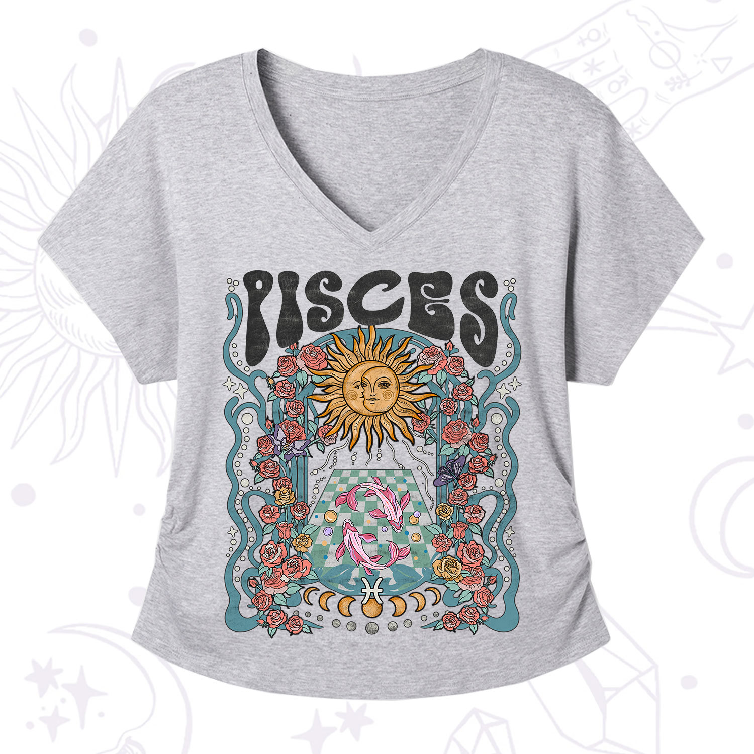 Purplehecate Pisces Spirit Zodiac V-Neck T-Shirt