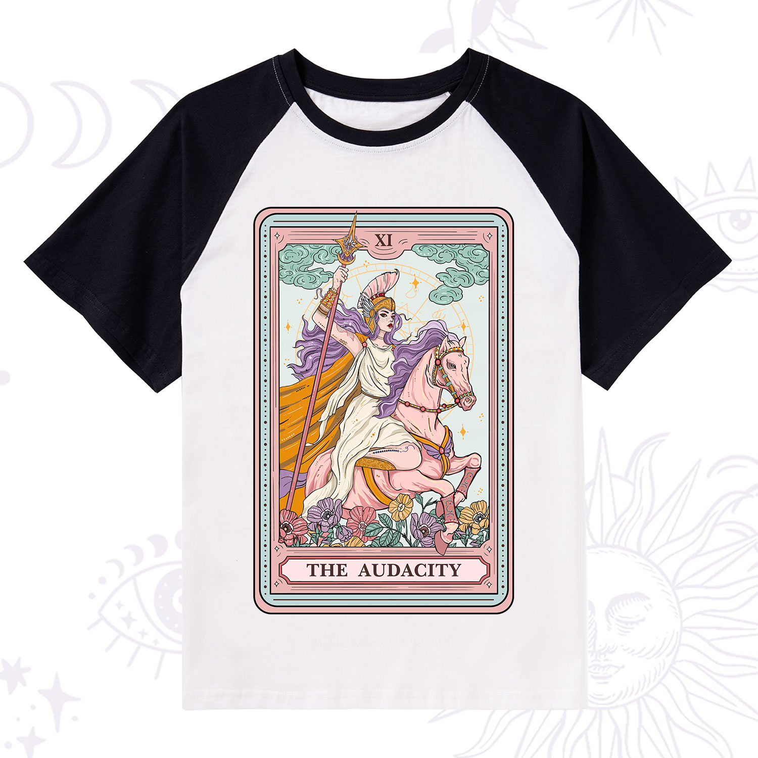 Purplehecate The Audacity Tarot Card Raglan Short Sleeve T‑Shirt