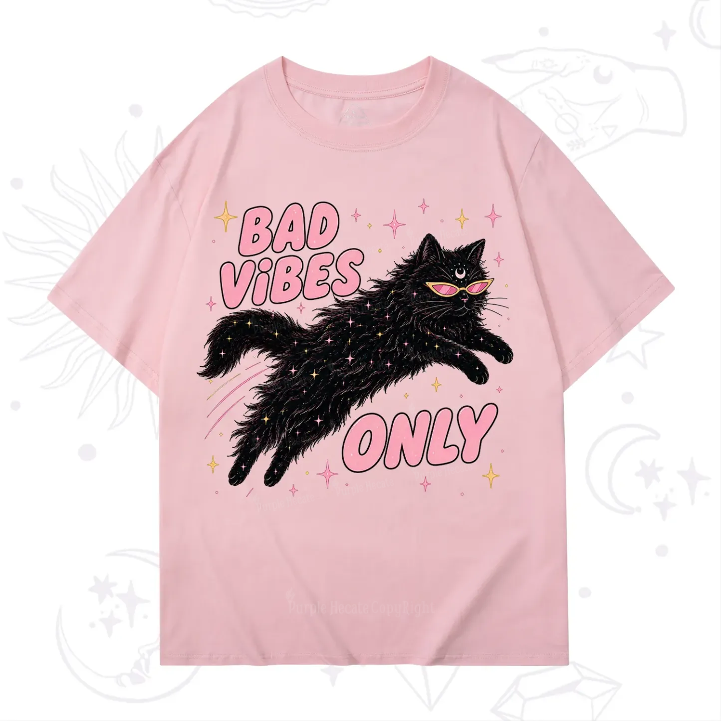 Purplehecate Black Cat Vibes Only T-Shirt