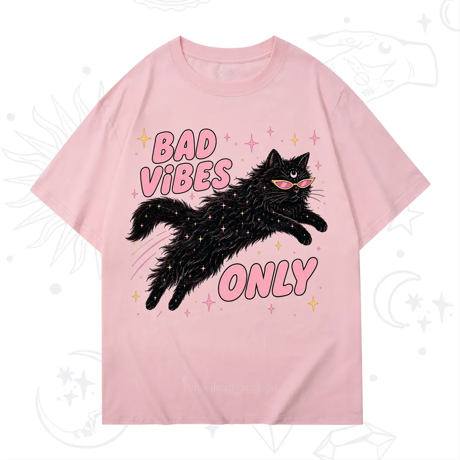 Purplehecate Black Cat Vibes Only T-Shirt