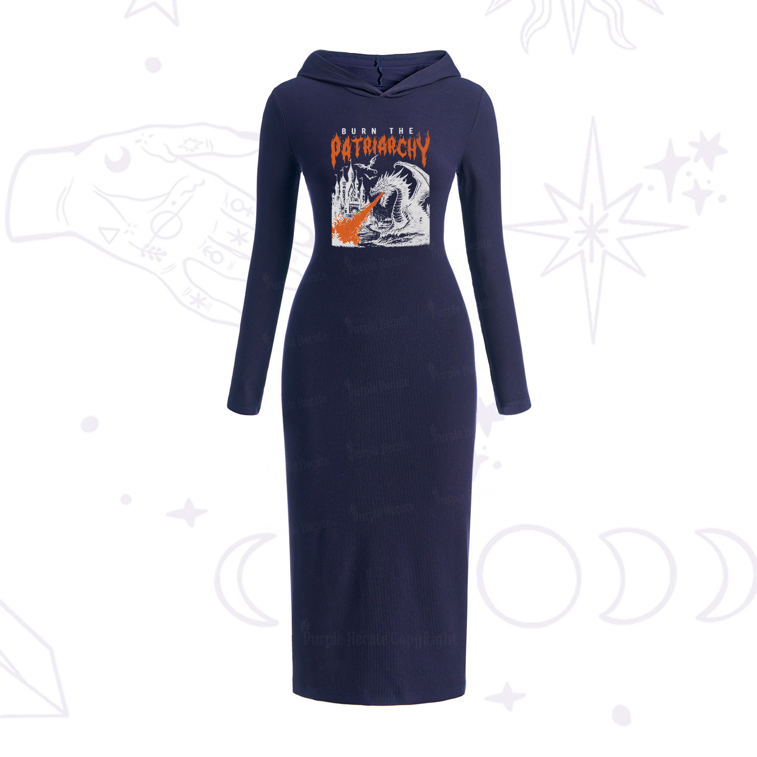 Purplehecate Burn the Patriarchy Dragon Hooded Knit Dress