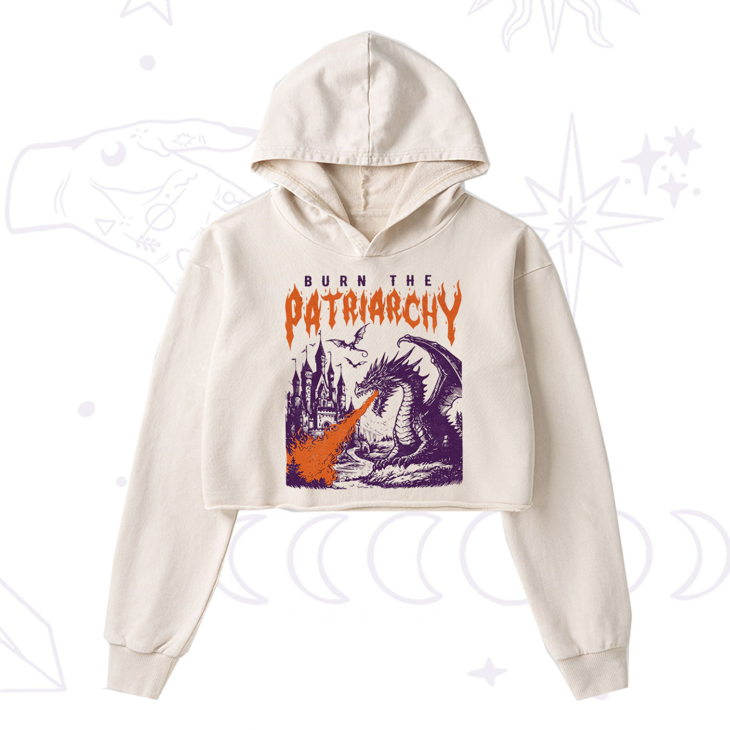 Purplehecate Burn the Patriarchy Dragon Washed Cropped Hoodie