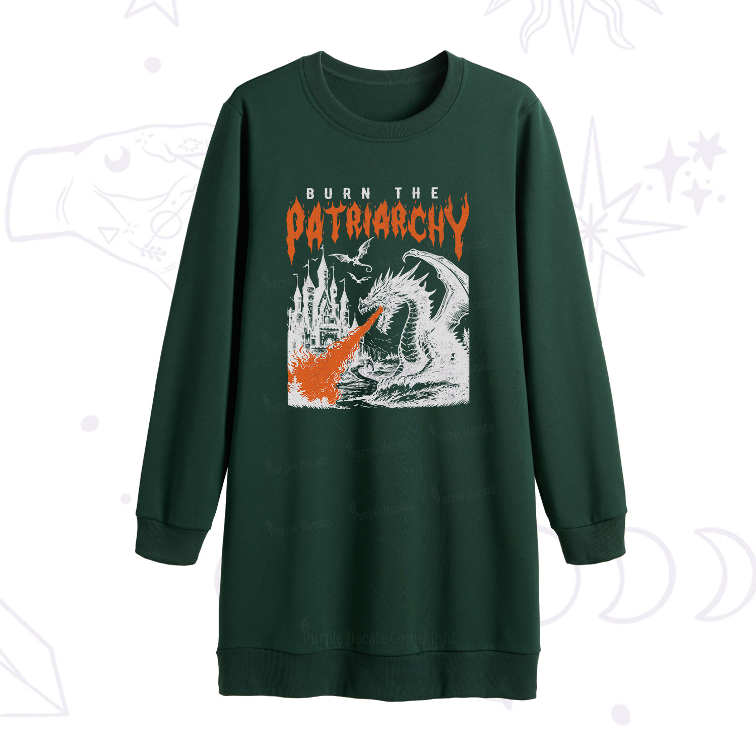 Purplehecate Burn the Patriarchy Dragon Sweatshirt Dress