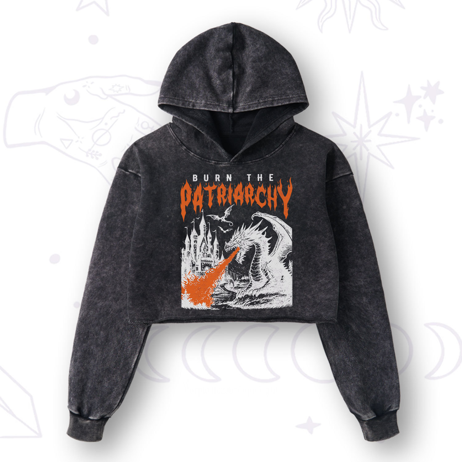 Purplehecate Burn the Patriarchy Dragon Washed Cropped Hoodie