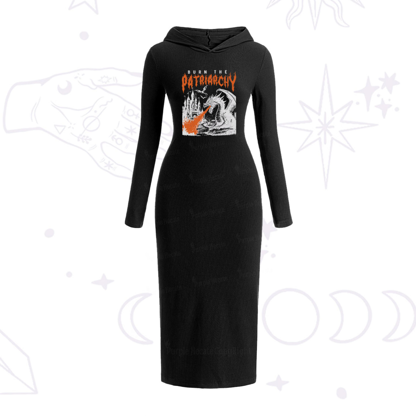 Purplehecate Burn the Patriarchy Dragon Hooded Knit Dress