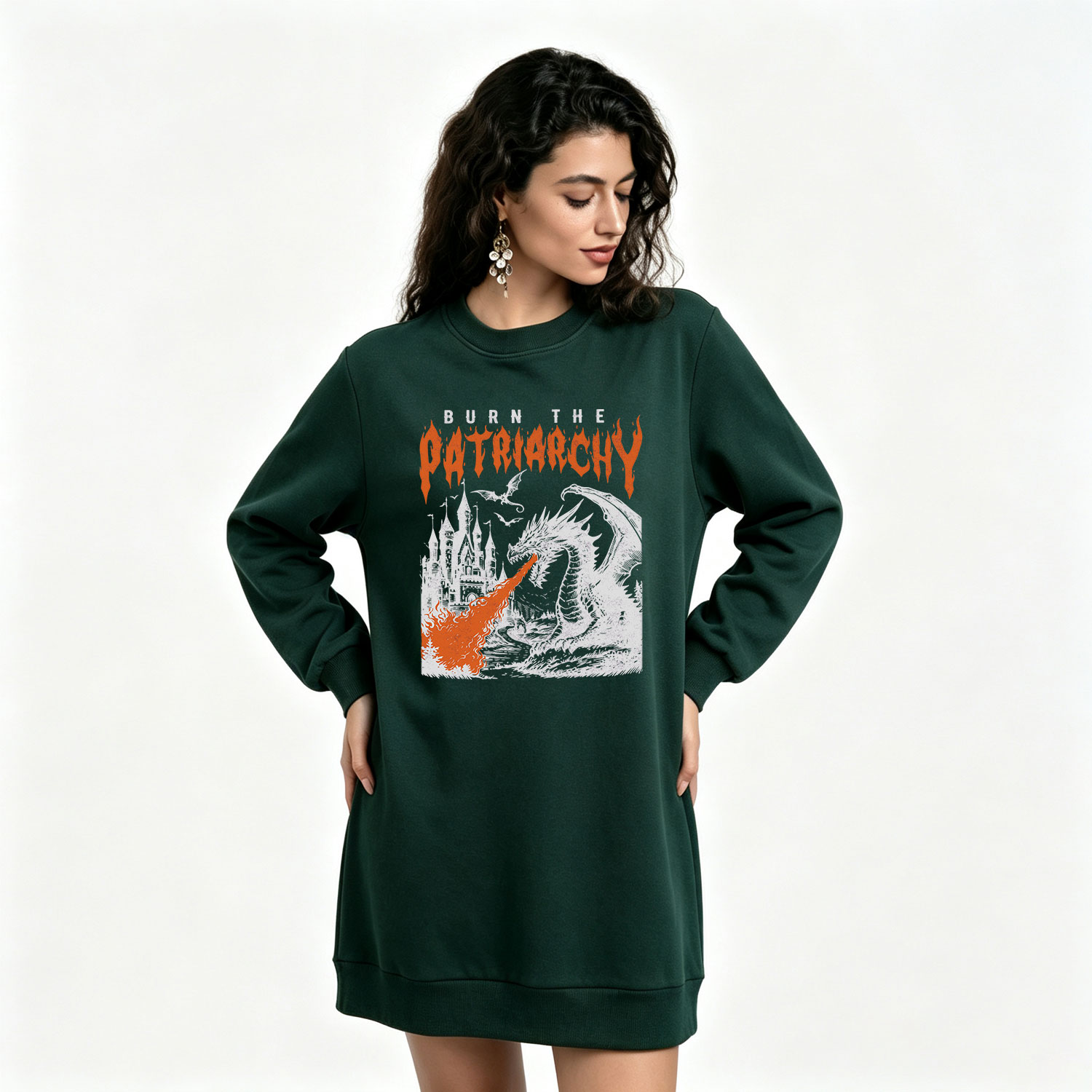 Purplehecate Burn the Patriarchy Dragon Sweatshirt Dress