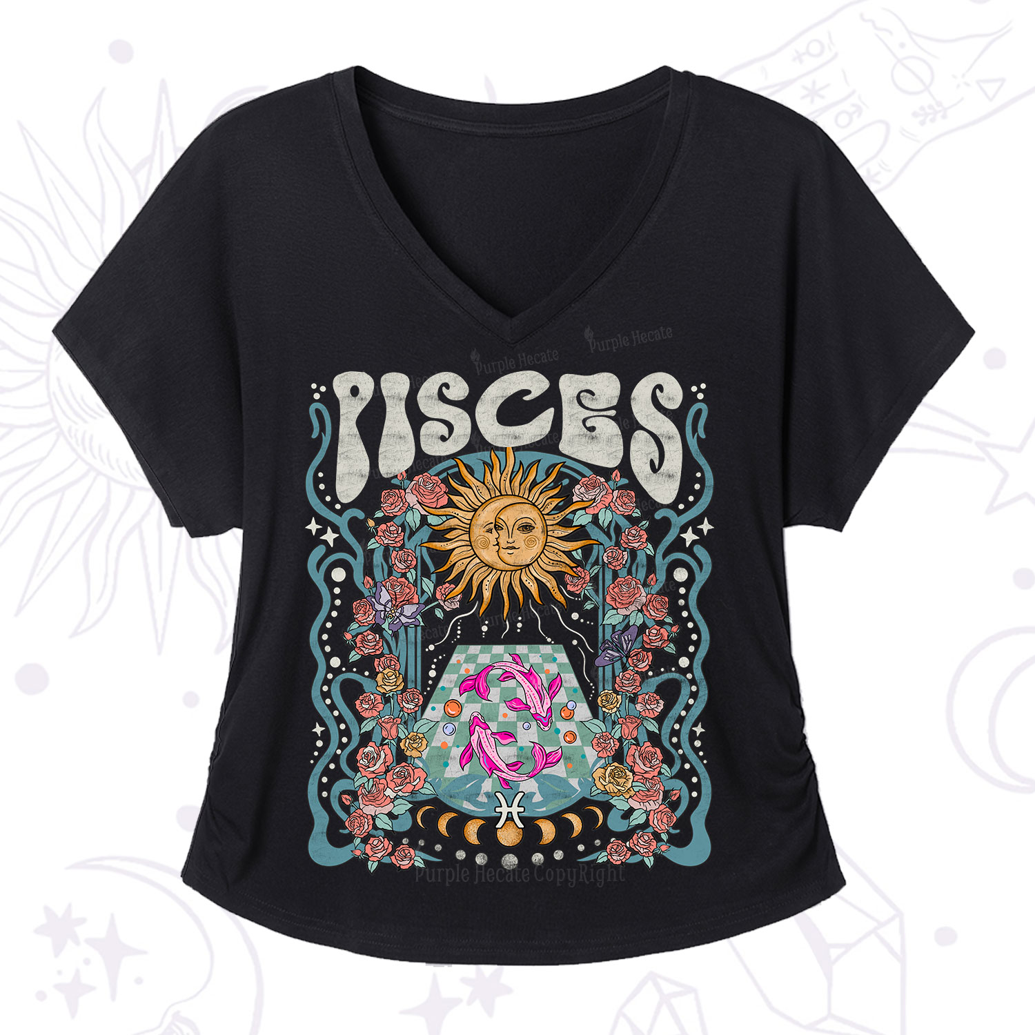 Purplehecate Pisces Spirit Zodiac V-Neck T-Shirt