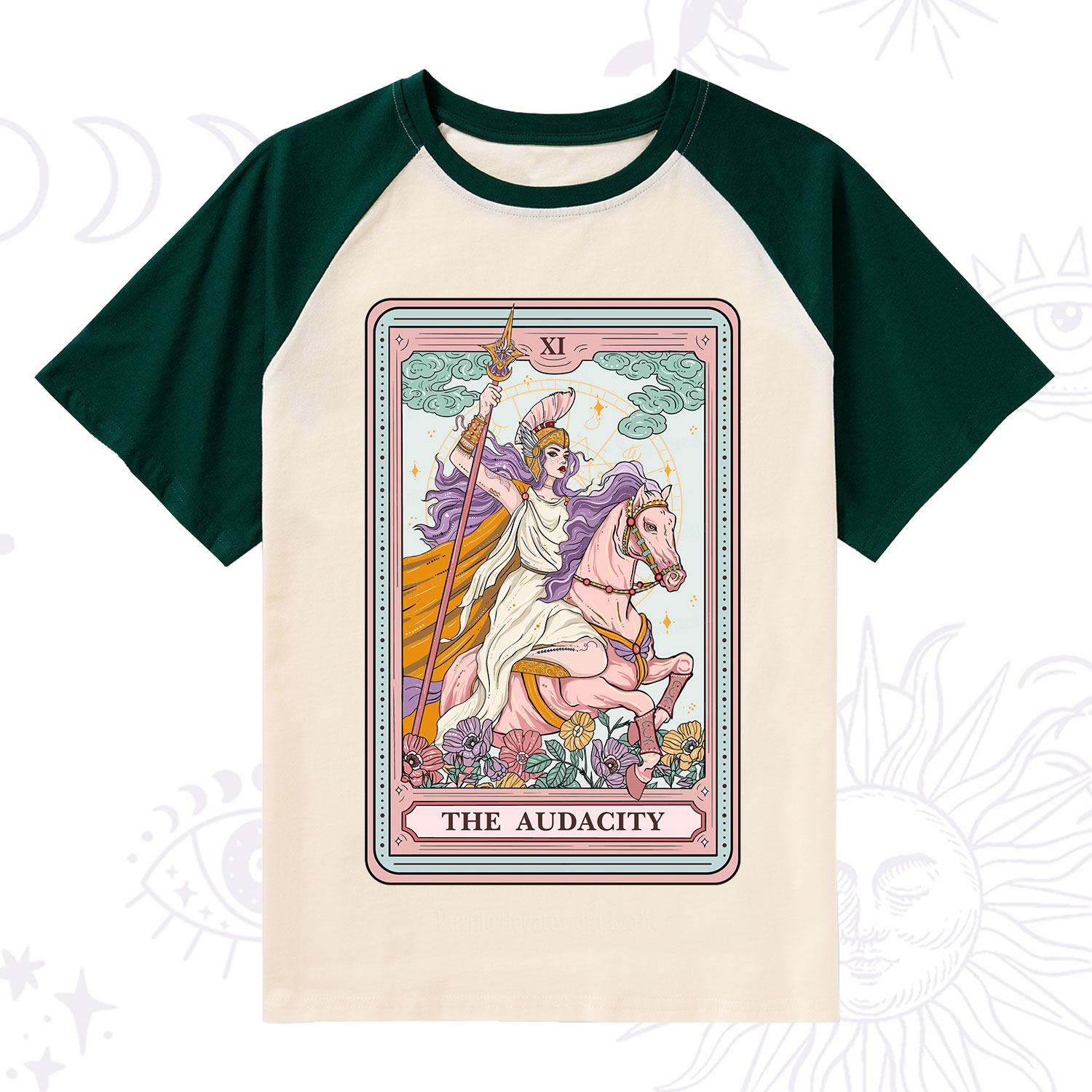 Purplehecate The Audacity Tarot Card Raglan Short Sleeve T‑Shirt
