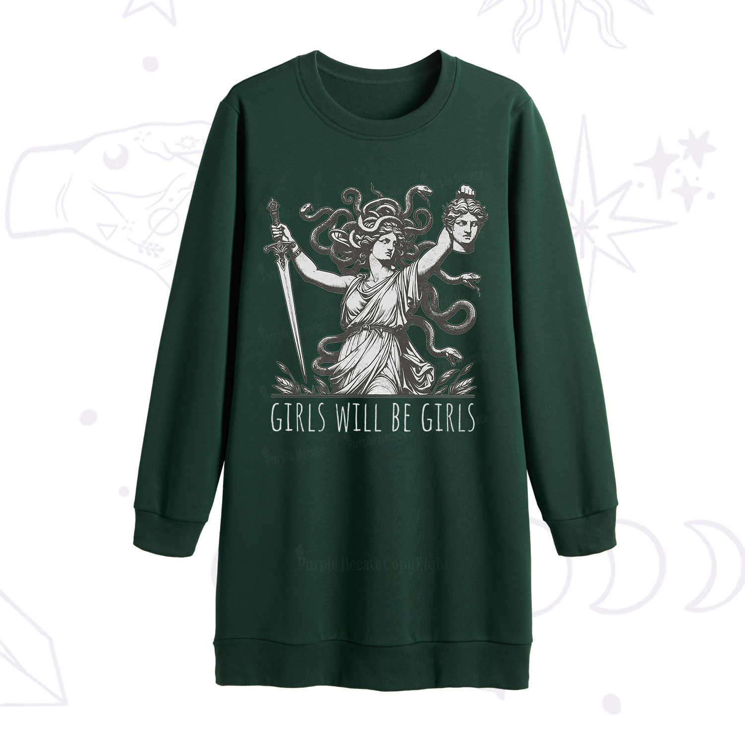 Purplehecate Girls Will Be Girls Medusa Sweatshirt Dress