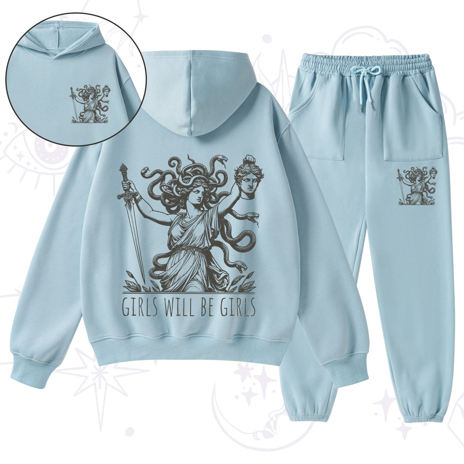 Purplehecate Girls Will Be Girls Medusa Fleece Hoodie Suit