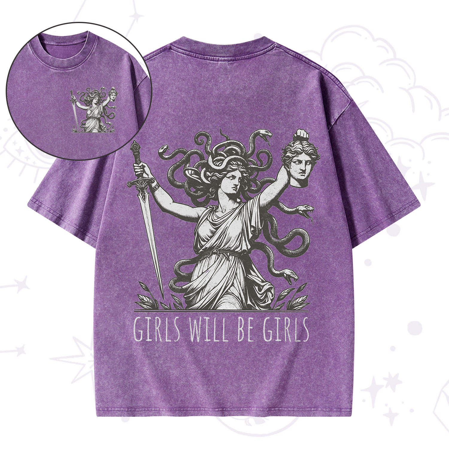 Purplehecate Girls Will Be Girls Medusa Washed T-Shirt