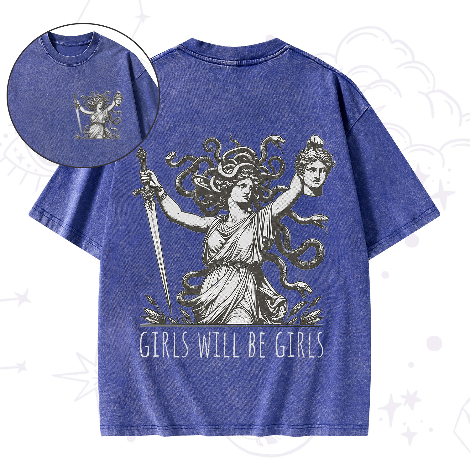 Purplehecate Girls Will Be Girls Medusa Washed T-Shirt