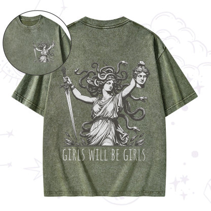 Purplehecate Girls Will Be Girls Medusa Washed T-Shirt