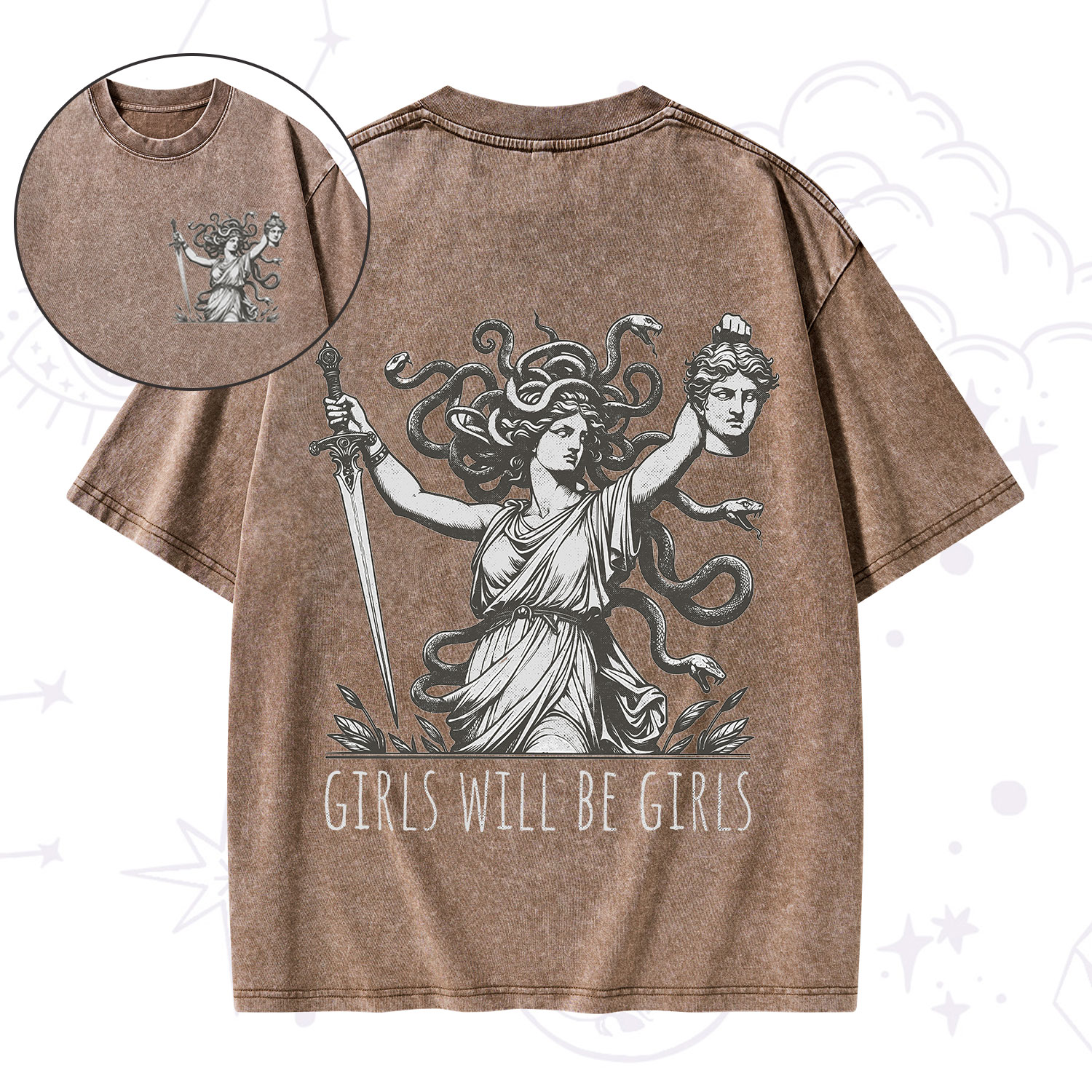 Purplehecate Girls Will Be Girls Medusa Washed T-Shirt