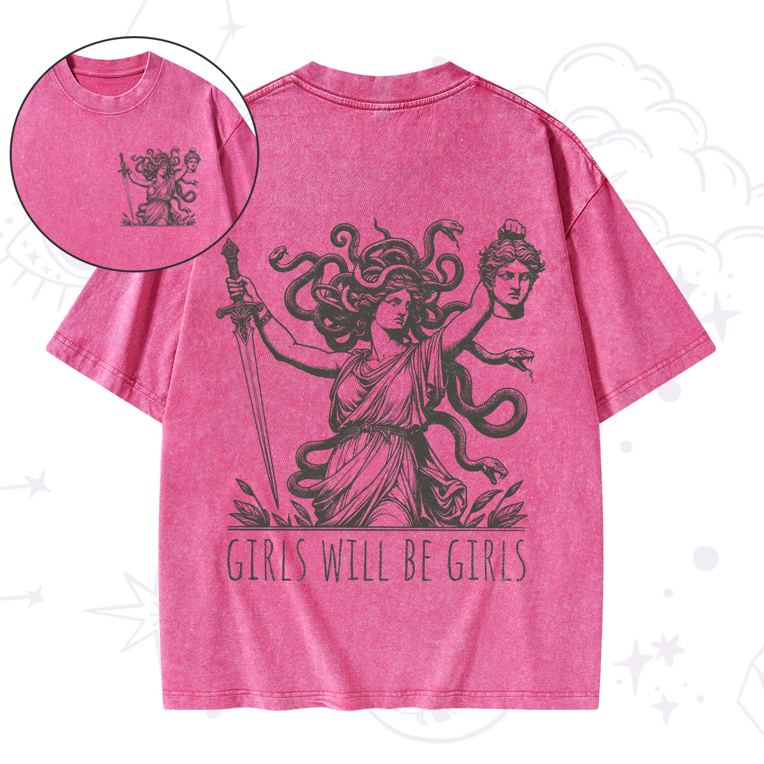 Purplehecate Girls Will Be Girls Medusa Washed T-Shirt