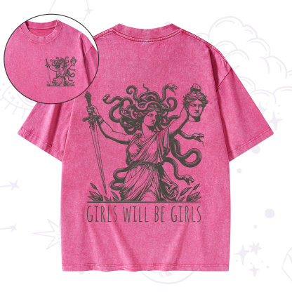 Purplehecate Girls Will Be Girls Medusa Washed T-Shirt
