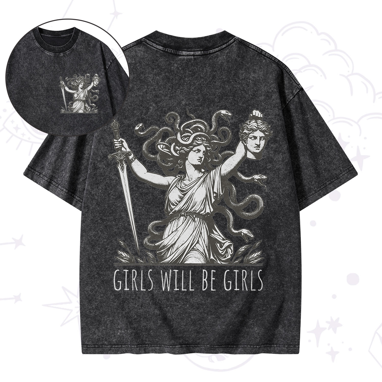 Purplehecate Girls Will Be Girls Medusa Washed T-Shirt