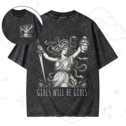 Purplehecate Girls Will Be Girls Medusa Washed T-Shirt