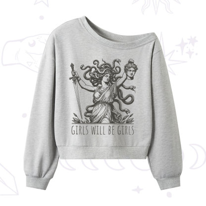Purplehecate Girls Will Be Girls Medusa One Shoulder Sweatshirt