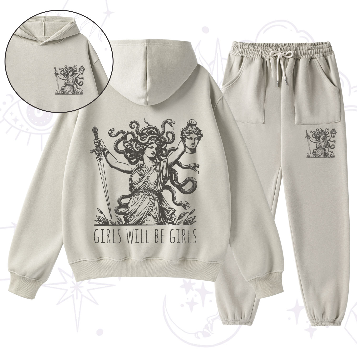 Purplehecate Girls Will Be Girls Medusa Fleece Hoodie Suit