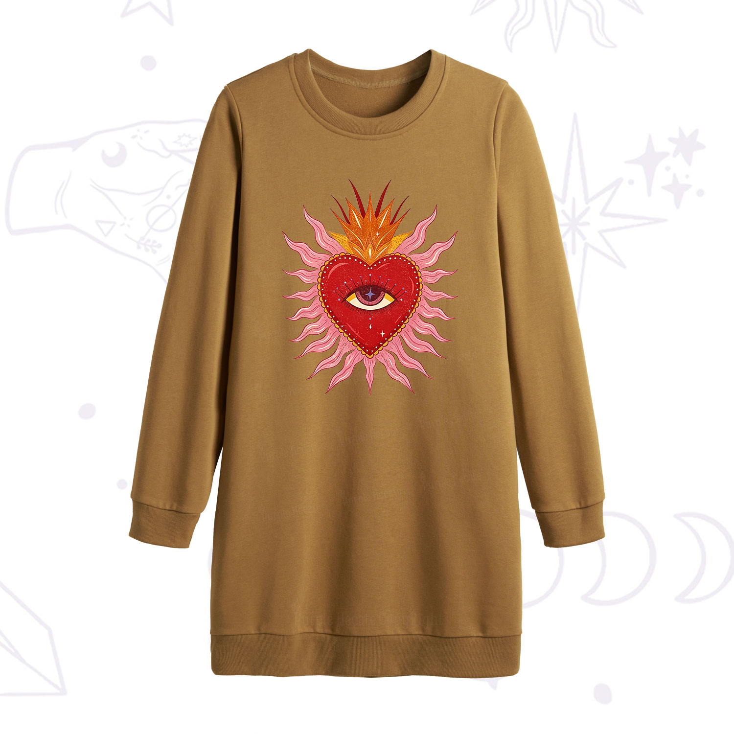 Purplehecate Sacred Flame Heart Sweatshirt Dress