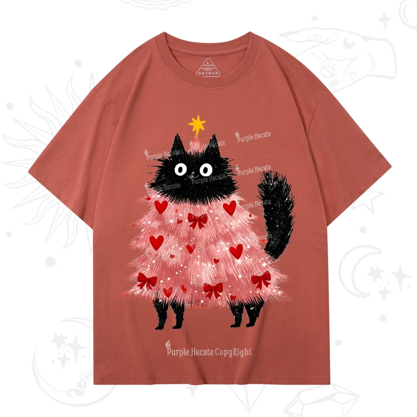 Purplehecate Funny Black Cat in Tree Valentine T-Shirt