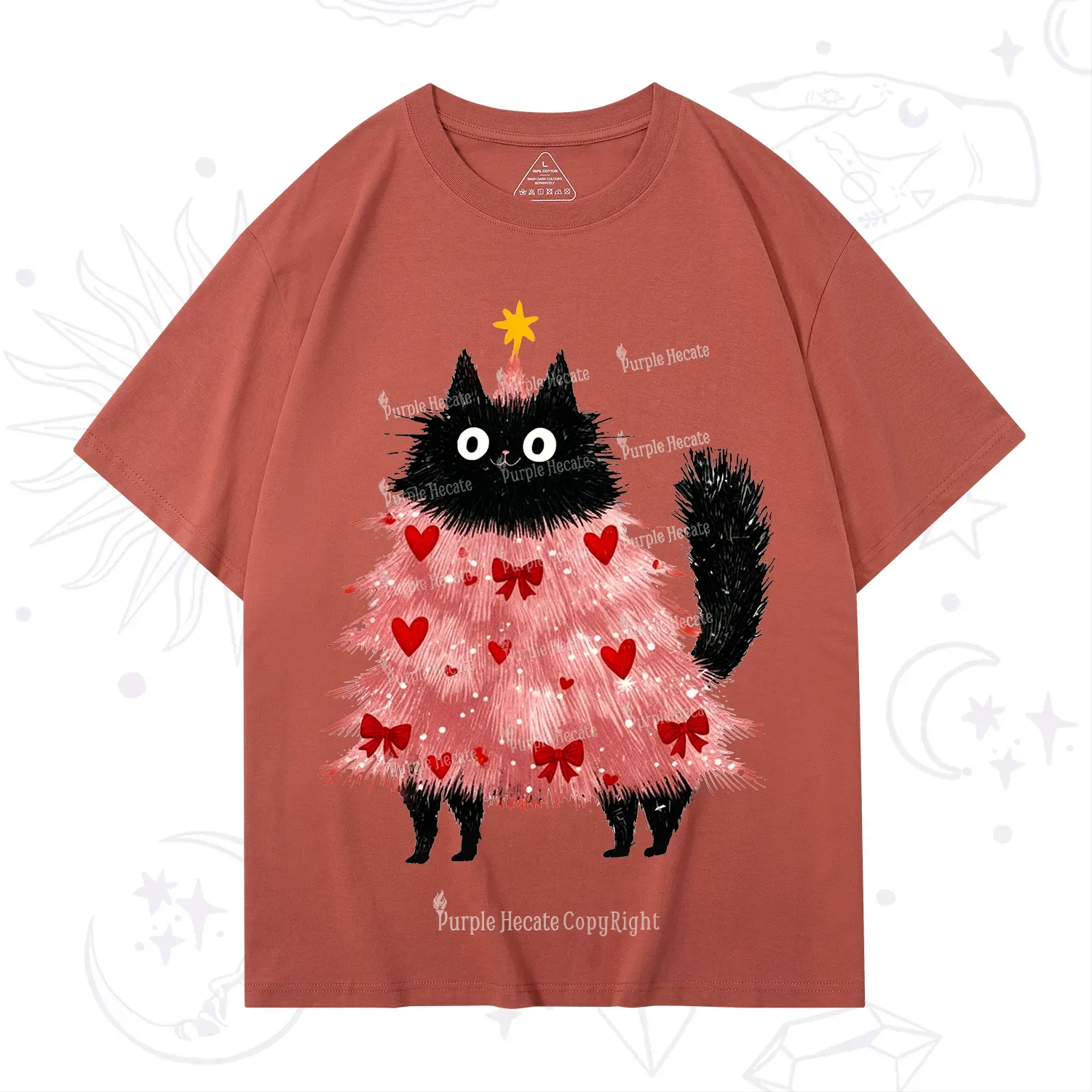 Purplehecate Funny Black Cat in Tree Valentine T-Shirt