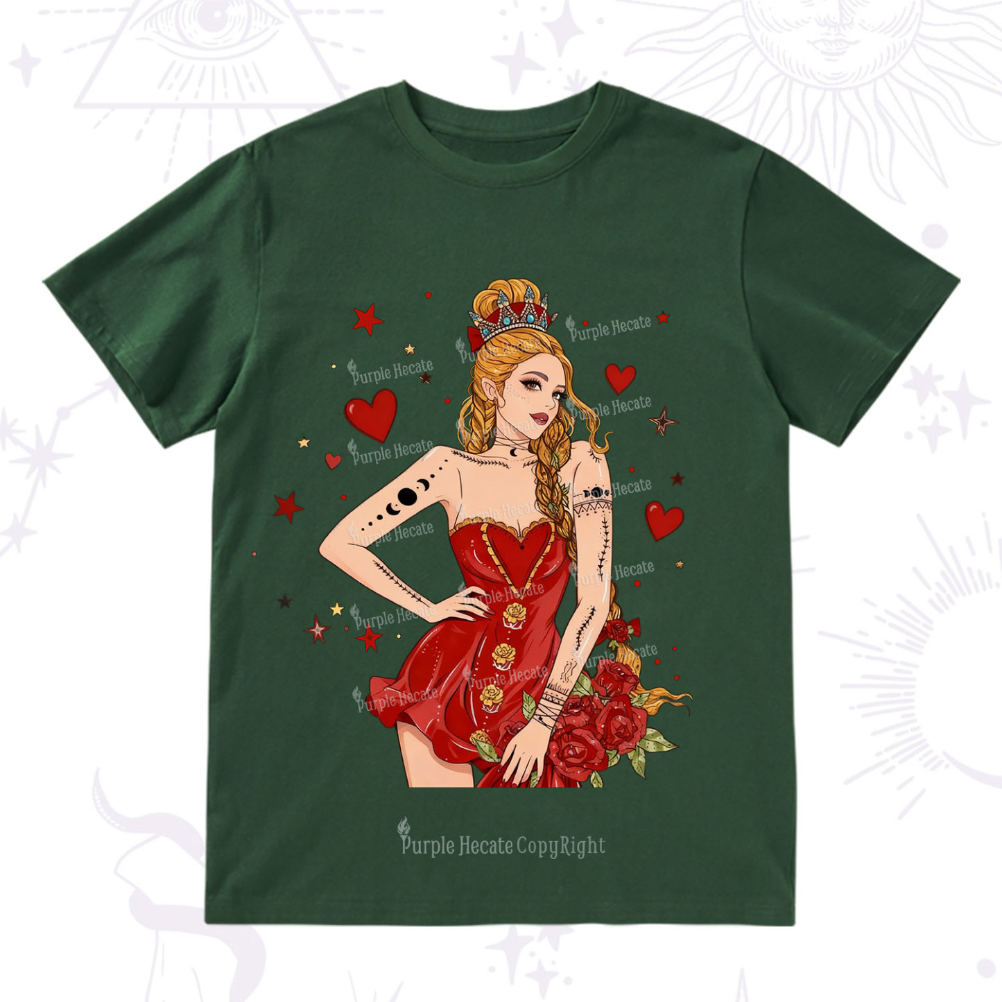 Purplehecate Eternal Bloom Heart Queen Valentine T-Shirt