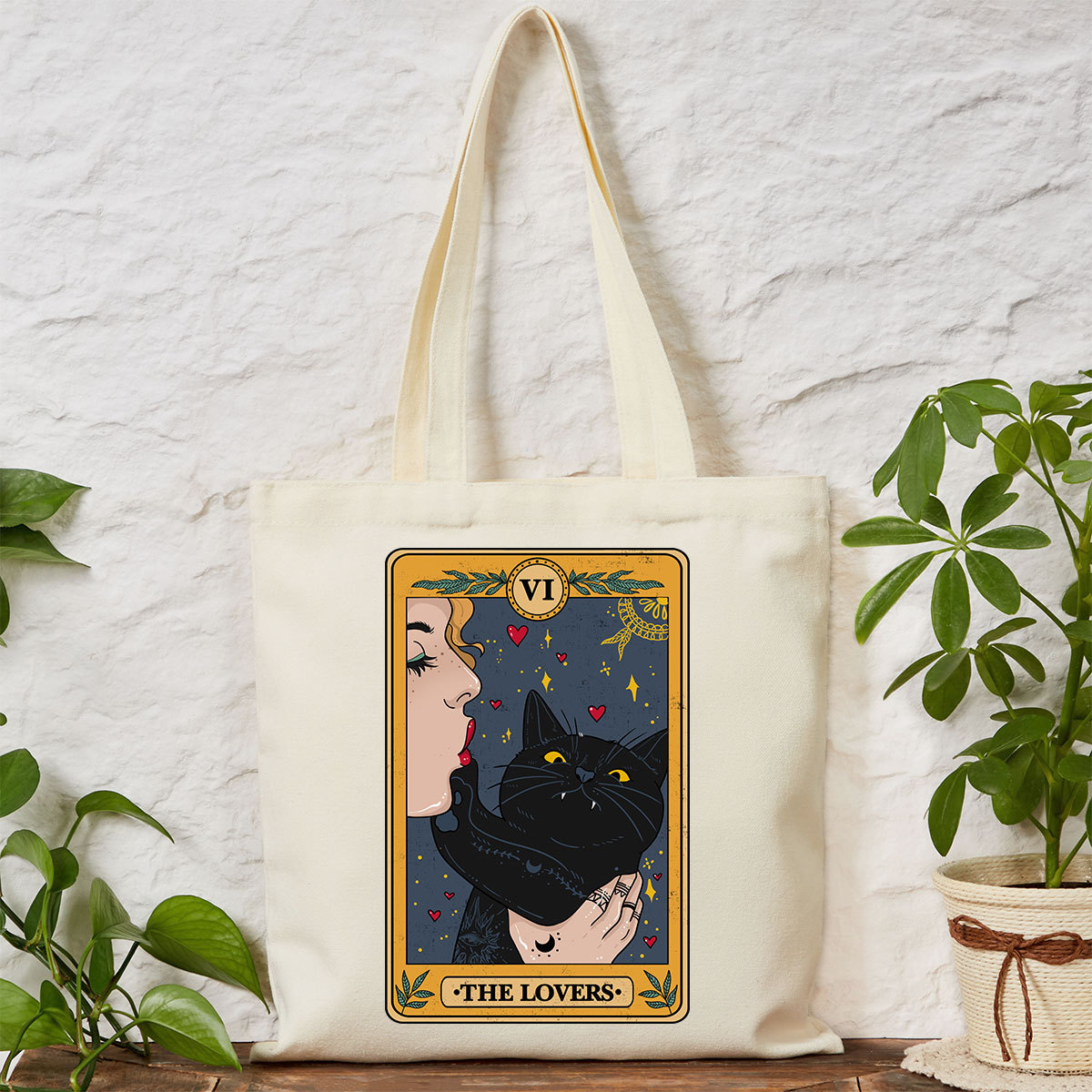 Purplehecate The Lovers Cat Tarot Tote Bag
