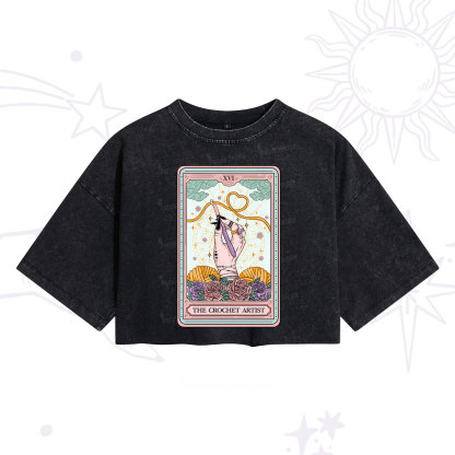 Purplehecate The Crochet Artist Tarot Card Washed Cropped T-Shirt