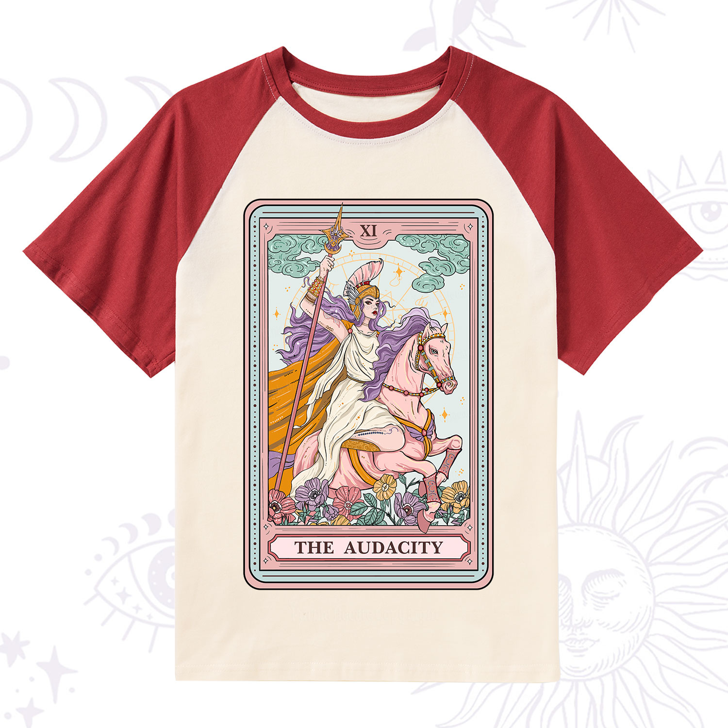 Purplehecate The Audacity Tarot Card Raglan Short Sleeve T‑Shirt