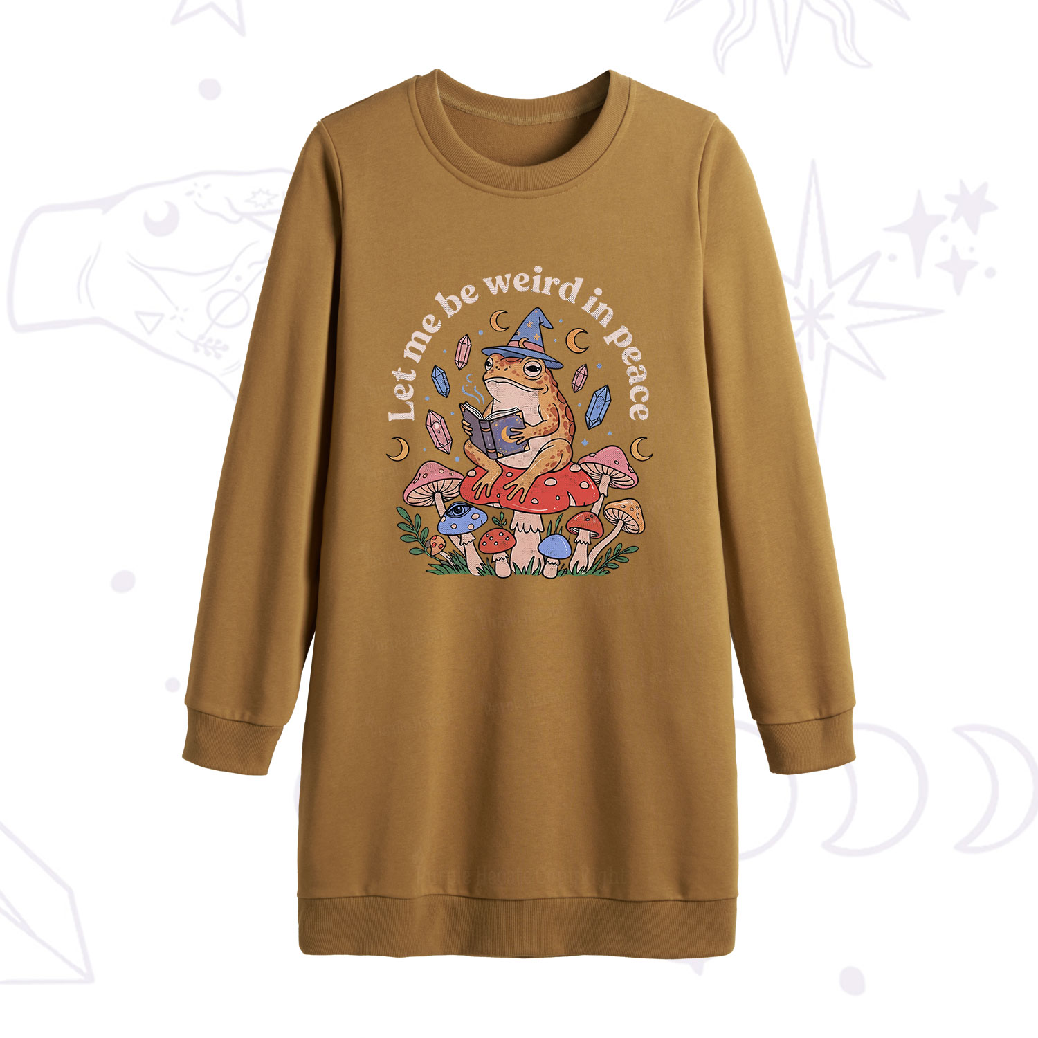 Purplehecate Let Me Be Weird in Peace Frog Sweatshirt Dress