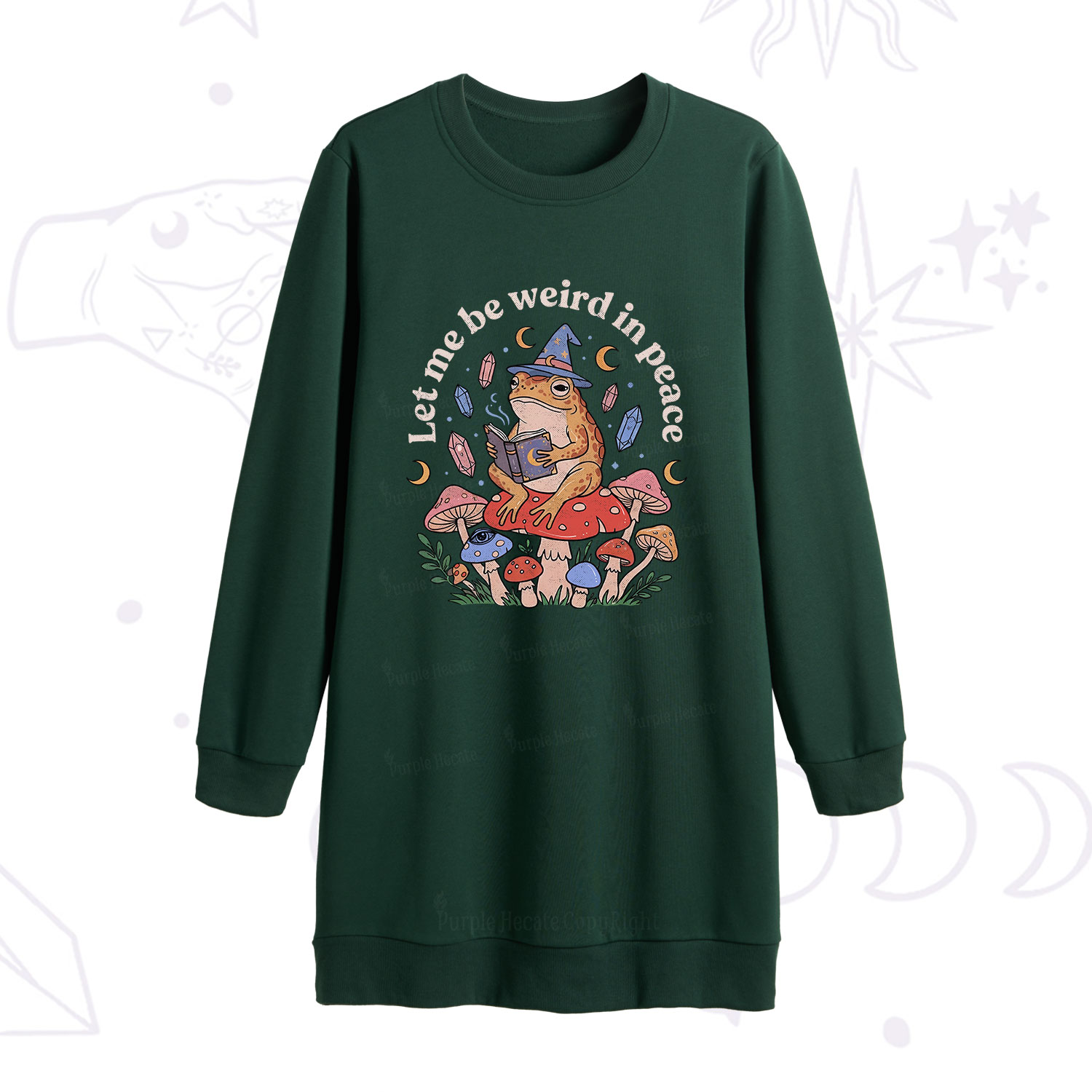 Purplehecate Let Me Be Weird in Peace Frog Sweatshirt Dress