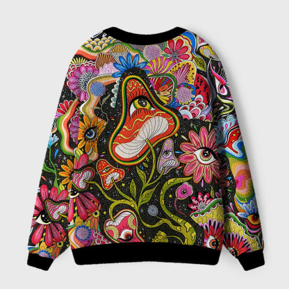 Purplehecate Psychedelic Floral Ocular Ugly Cardigan Sweaters
