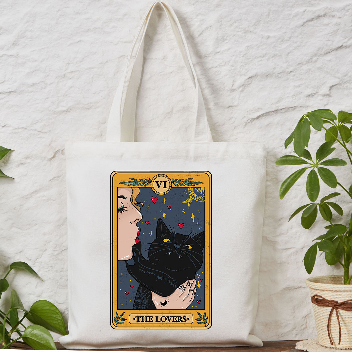 Purplehecate The Lovers Cat Tarot Tote Bag
